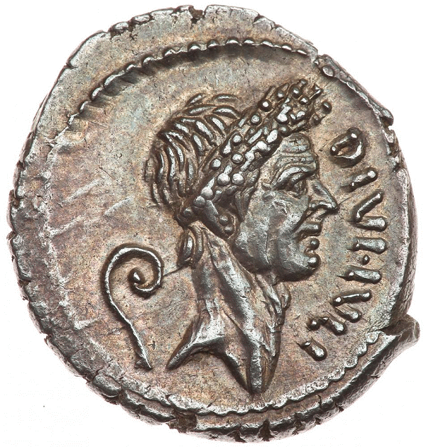 Goldberg's Coin Auction - Julius Caesar. Silver Denarius (4.10 g), 40 BC. Nearly Mint State.