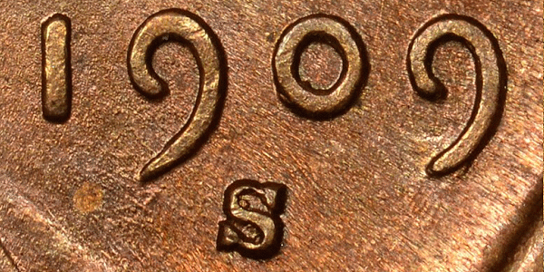 1909-S VDB Lincoln Cent Mintmark