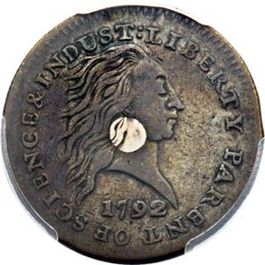 1792 Silver Center Cent. Image courtesy Heritage Auctions