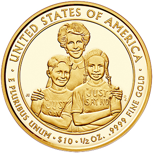 reverse, United States 2016 Nancy Reagan First Spouse $10 Gold Coin. image courtesy U.S. Mint