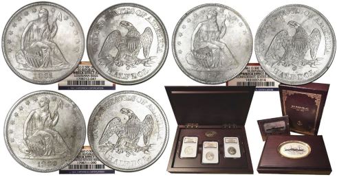 Set of three New Orleans-minted half dollars from SS Republic. Images courtesy Daniel Frank Sedwick, LLC