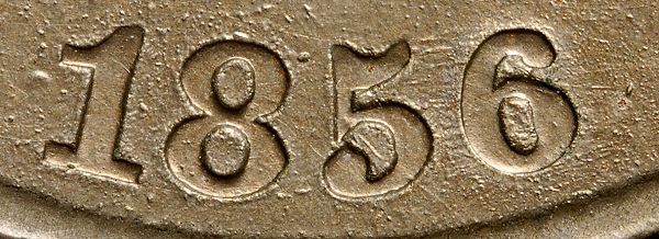 Detail of Altered Date 1856 Flying Eagle Cent
