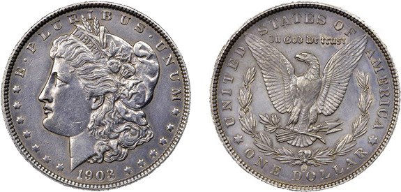 United States 1903-S added S Morgan dollar counterfeit. Images courtesy NGC