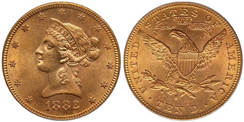 1882-S $10.00 PCGS MS62