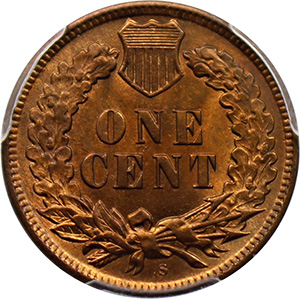 Reverse, United States 1909-S Indian Head cent. Image courtesy David Lawrence Rare Coins