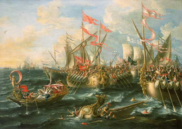 Battle of Actium by Laureys a Castro, 1672