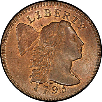 1795 Liberty Cap Cent. Sheldon-75. Lettered Edge. Rarity-3. Mint State-65+ RB (PCGS).