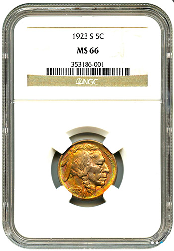 1923-S Buffalo Nickel NGC MS66 - David Lawrence Rare Coins Internet Auction 959