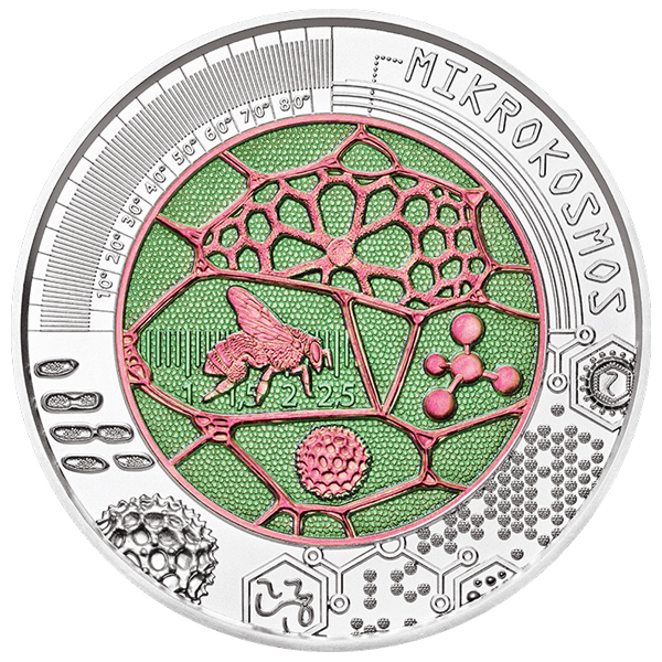 Reverse, Austria 2017 The Microcosm 25 Euro Silver Niobium Coin. Image courtesy Austrian Mint