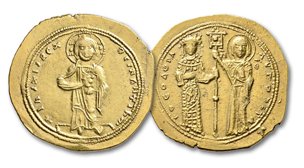 08 – 317. Theodora, 1055-1056. Histamenon. Extremely fine. Estimate: 3,000 euros. Starting price: 1,800 euros
