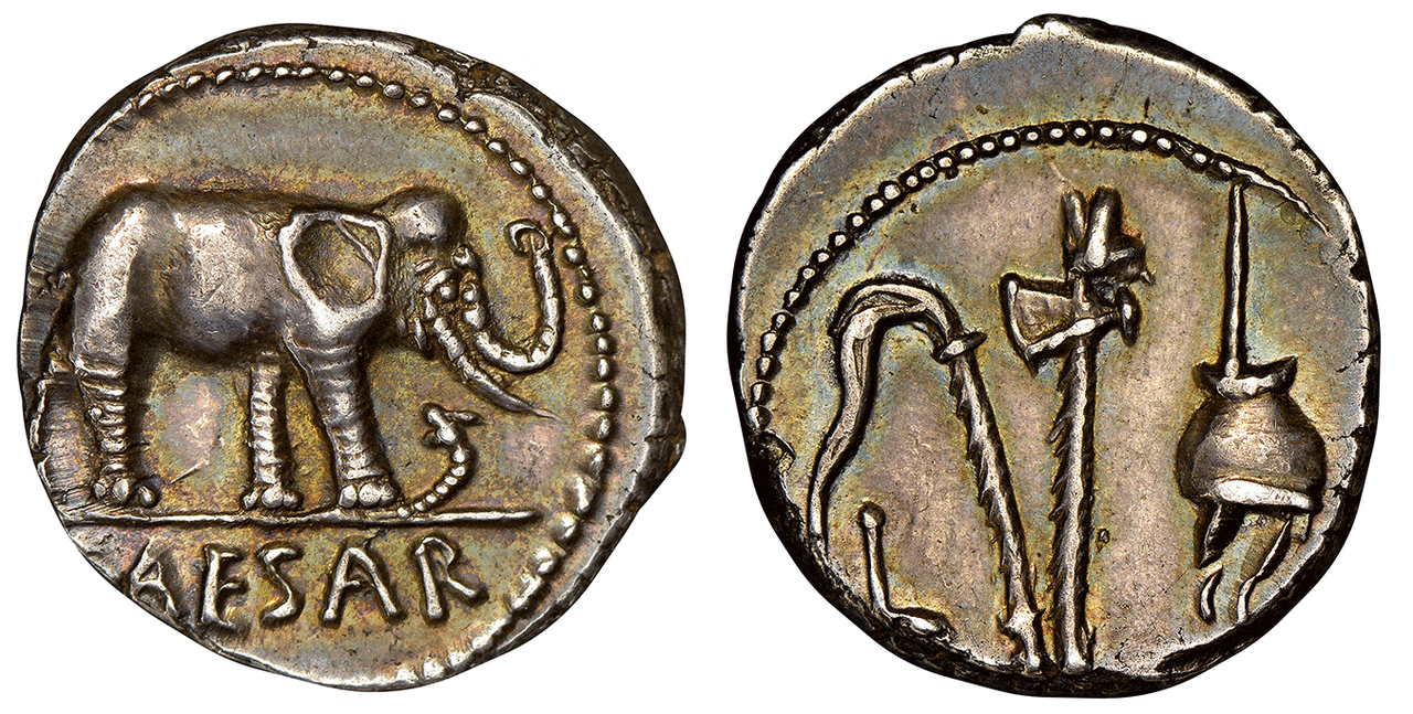 ROMAN IMPERATORIAL. Julius Caesar. (Dictator, d. 44 BC). Struck circa 49-48 BC. AR Denarius. Images courtesy Atlas Numismatics