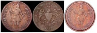 1787 Massachusetts “4C” half cent. Images courtesy Jack D. Young