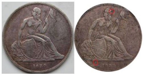 More examples of 1836 Gobrecht dollar source material. Courtesy Jack D. Young