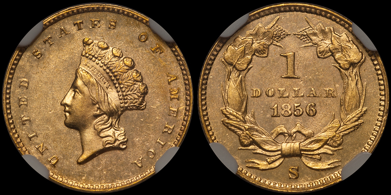 1856-S $1.00 NGC MS64 CAC. Images courtesy Doug Winter