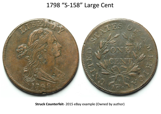 1798 large cent S-158 struck fake attribution guide 1